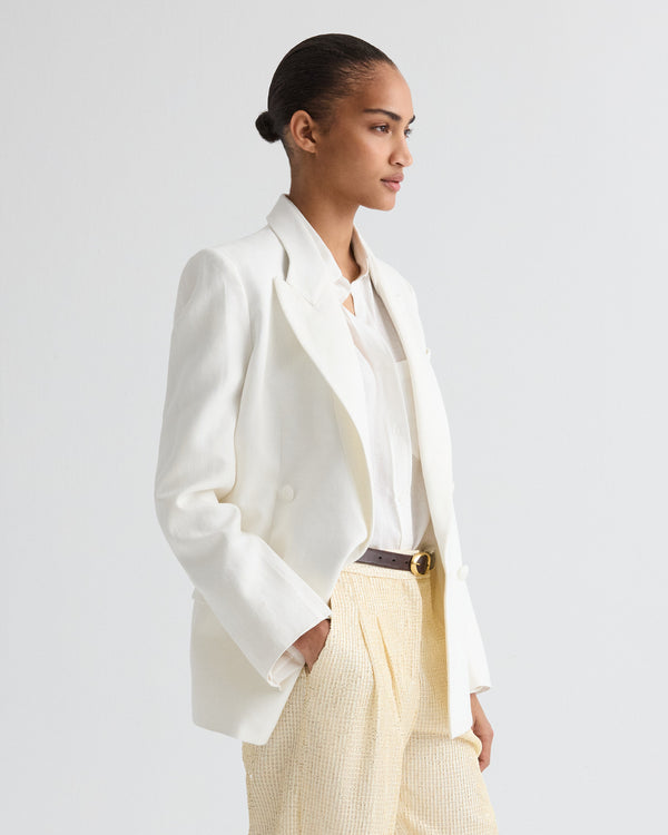 TWP Ivoire Harper Blazer in Weave Linen view 4