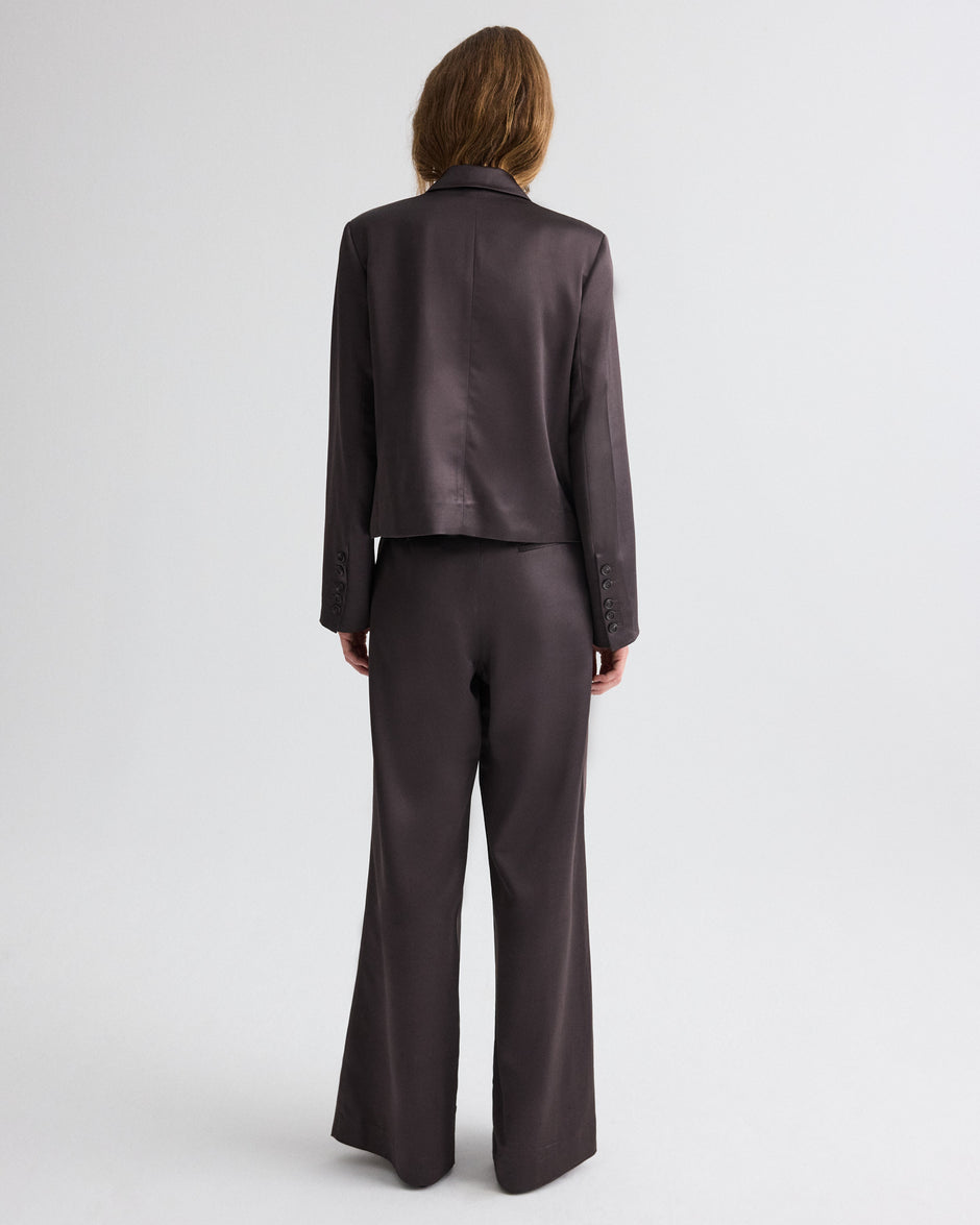 TWP Chocolate torte Sawyer Blazer in Shiny Viscose Wool Satin view 5