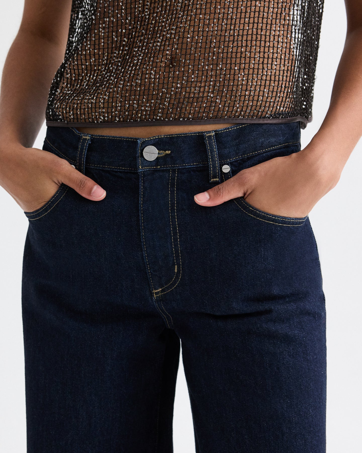 TWP Indigo resin Tiny Dancer Jean in Denim view 4