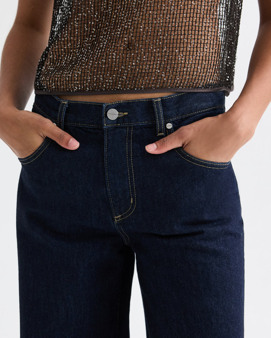 TWP Indigo resin Tiny Dancer Jean in Denim view 4