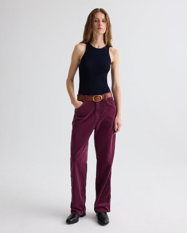 TWP Mauve wine Easy Boy Pant in Baby Corduroy view 1