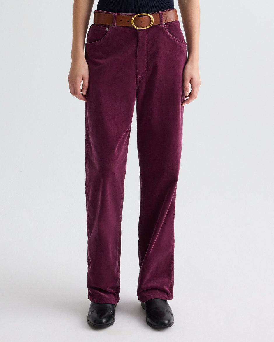 TWP Mauve wine Easy Boy Pant in Baby Corduroy view 3
