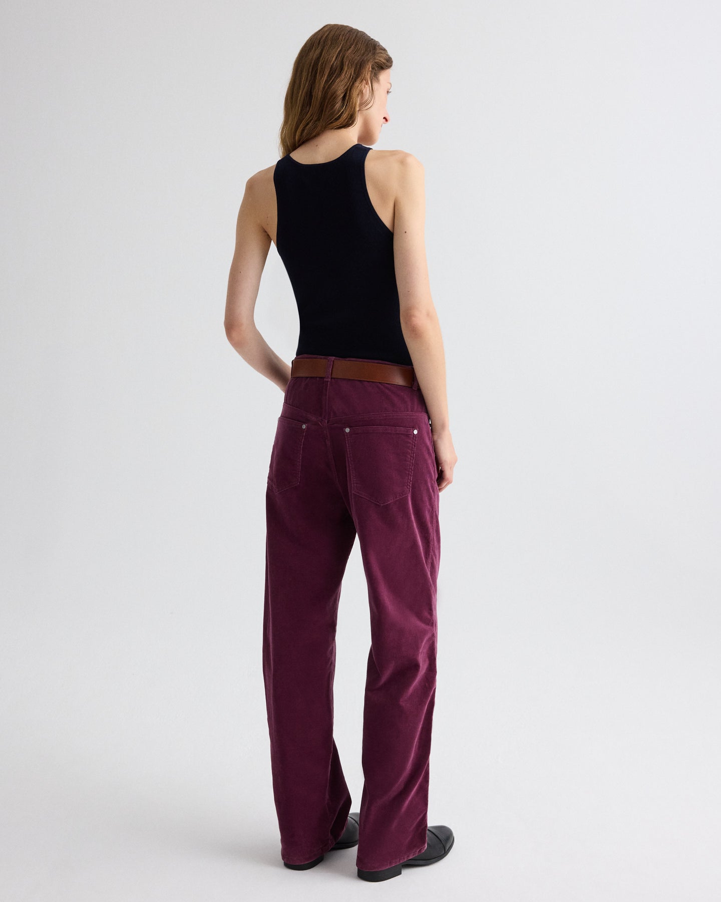 TWP Mauve wine Easy Boy Pant in Baby Corduroy view 5