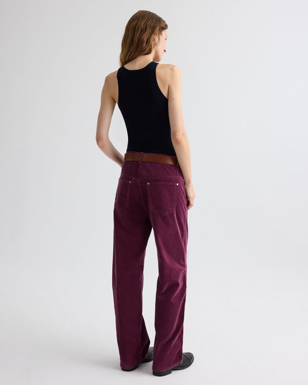 TWP Mauve wine Easy Boy Pant in Baby Corduroy view 5
