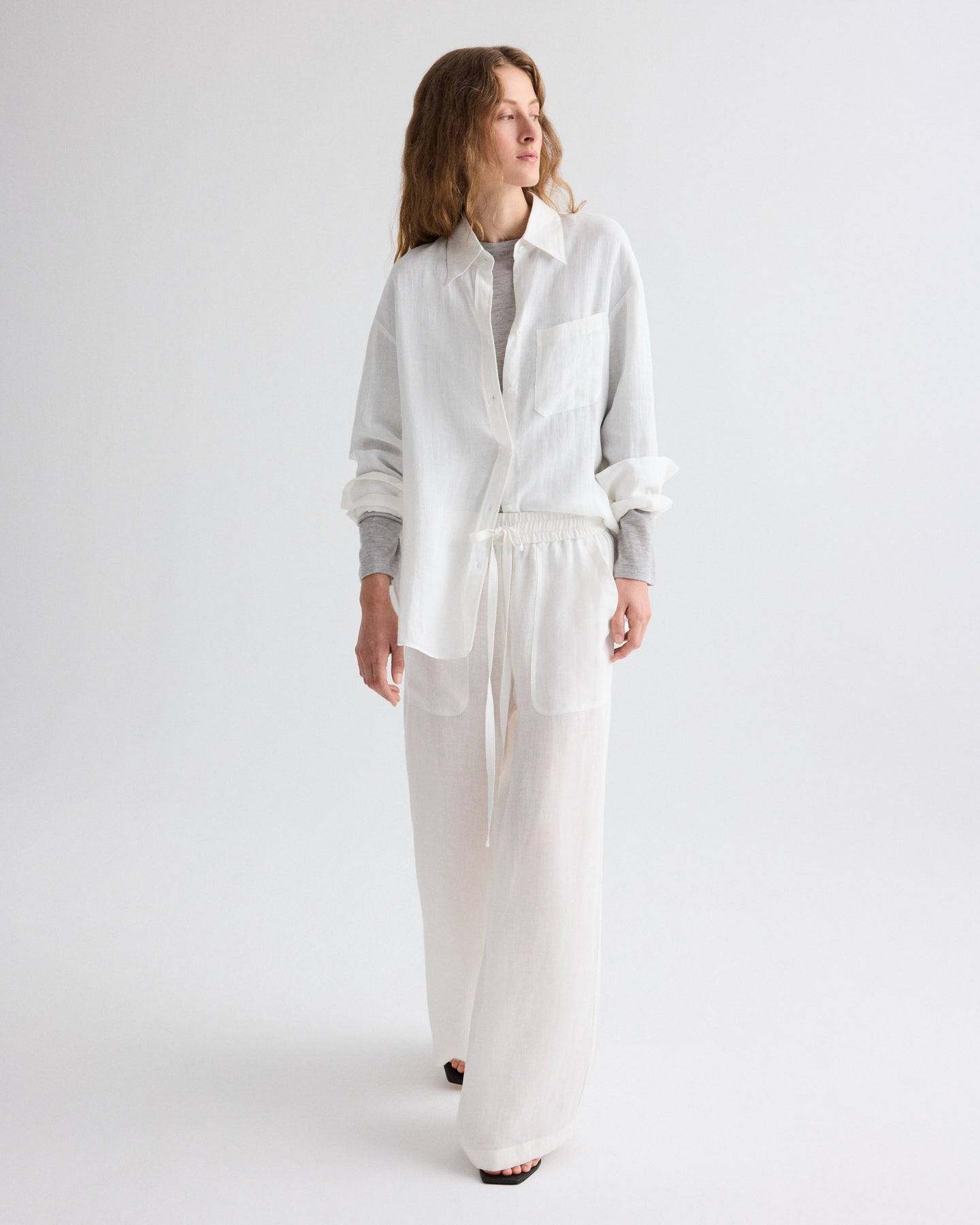 TWP White Main St. Pant in Delave Linen view 1