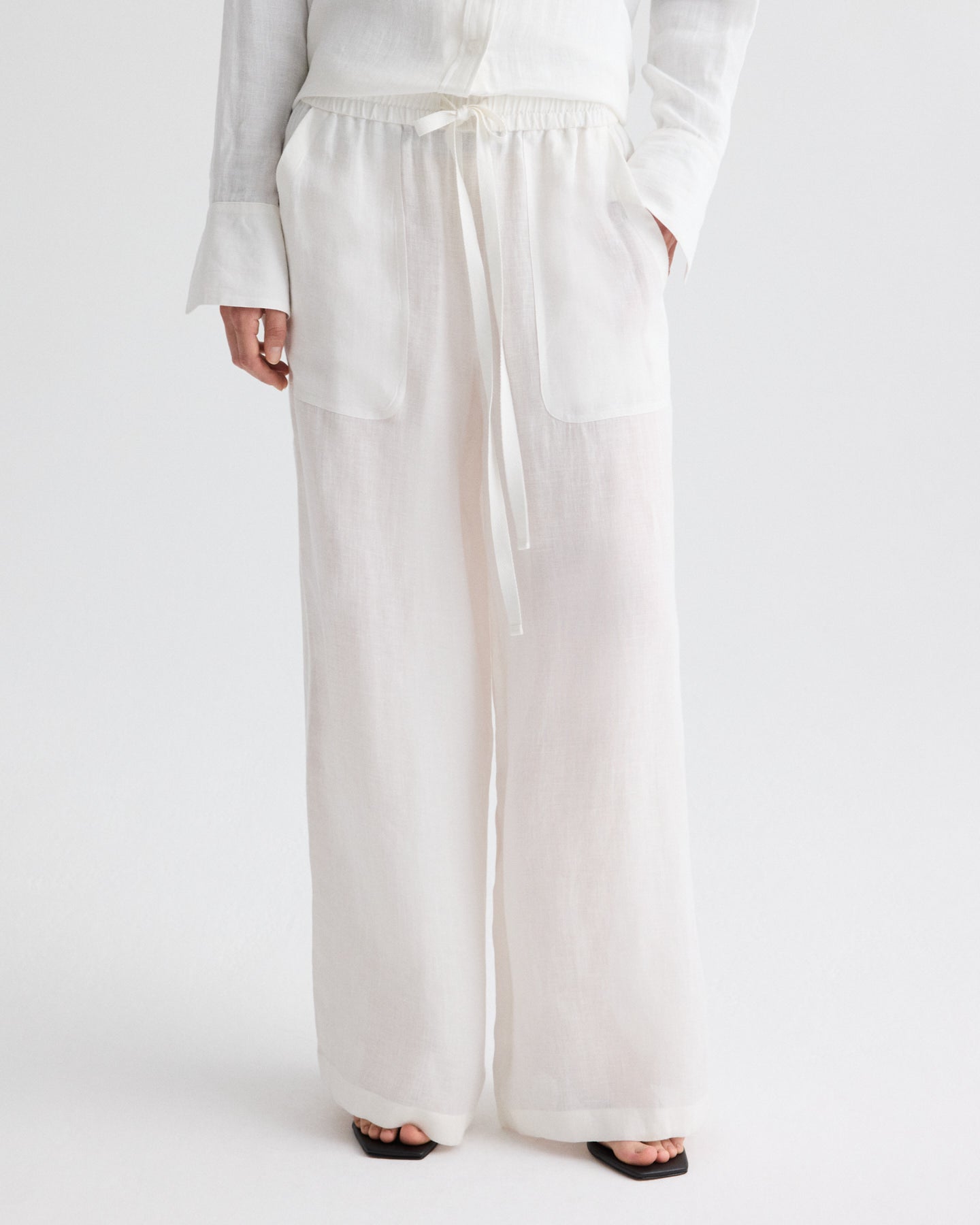 TWP White Main St. Pant in Delave Linen view 2