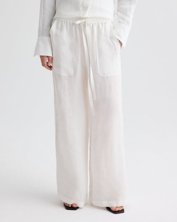 TWP White Main St. Pant in Delave Linen view 2
