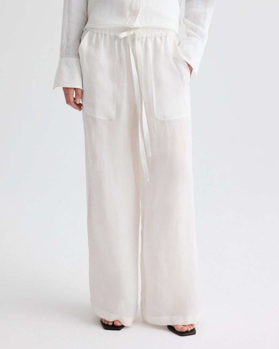 TWP White Main St. Pant in Delave Linen view 2