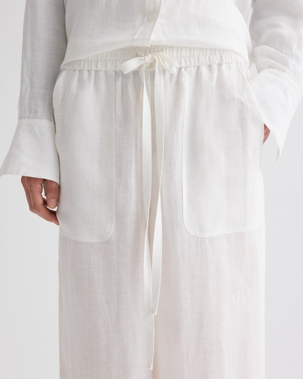TWP White Main St. Pant in Delave Linen view 3