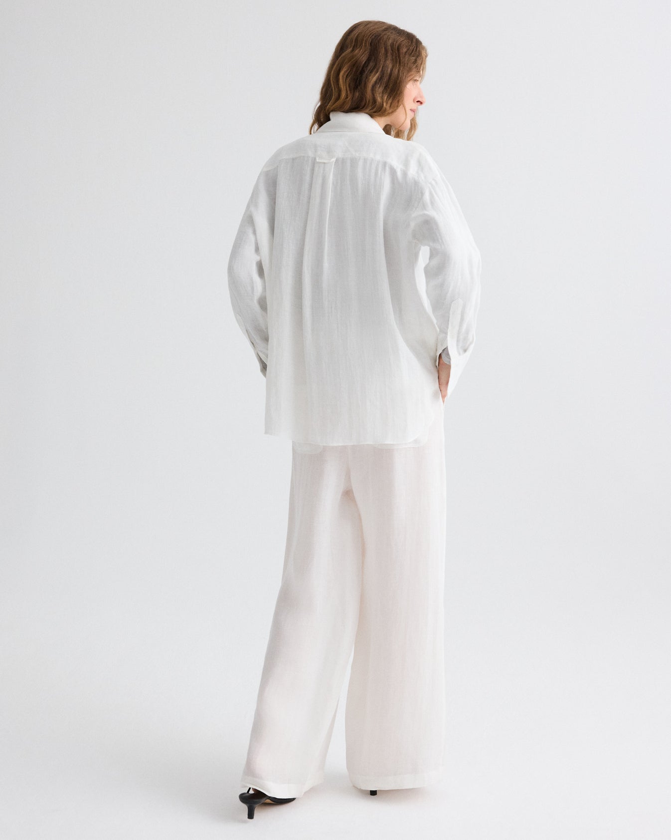 TWP White Main St. Pant in Delave Linen view 5