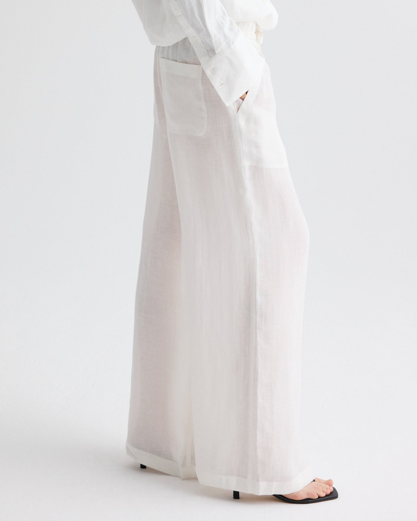 TWP White Main St. Pant in Delave Linen view 6