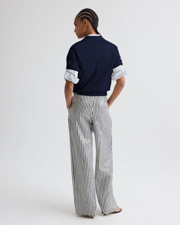 TWP Indigo / white Sulli Pant in Clear Sequin on Stripe view 5