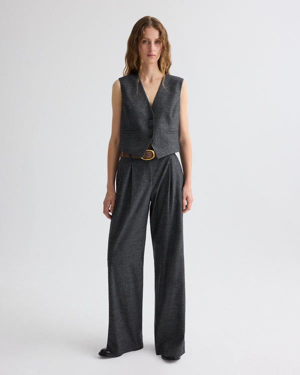 TWP Medium heather grey Sulli Pant in Fancy Wool Flannel view 3