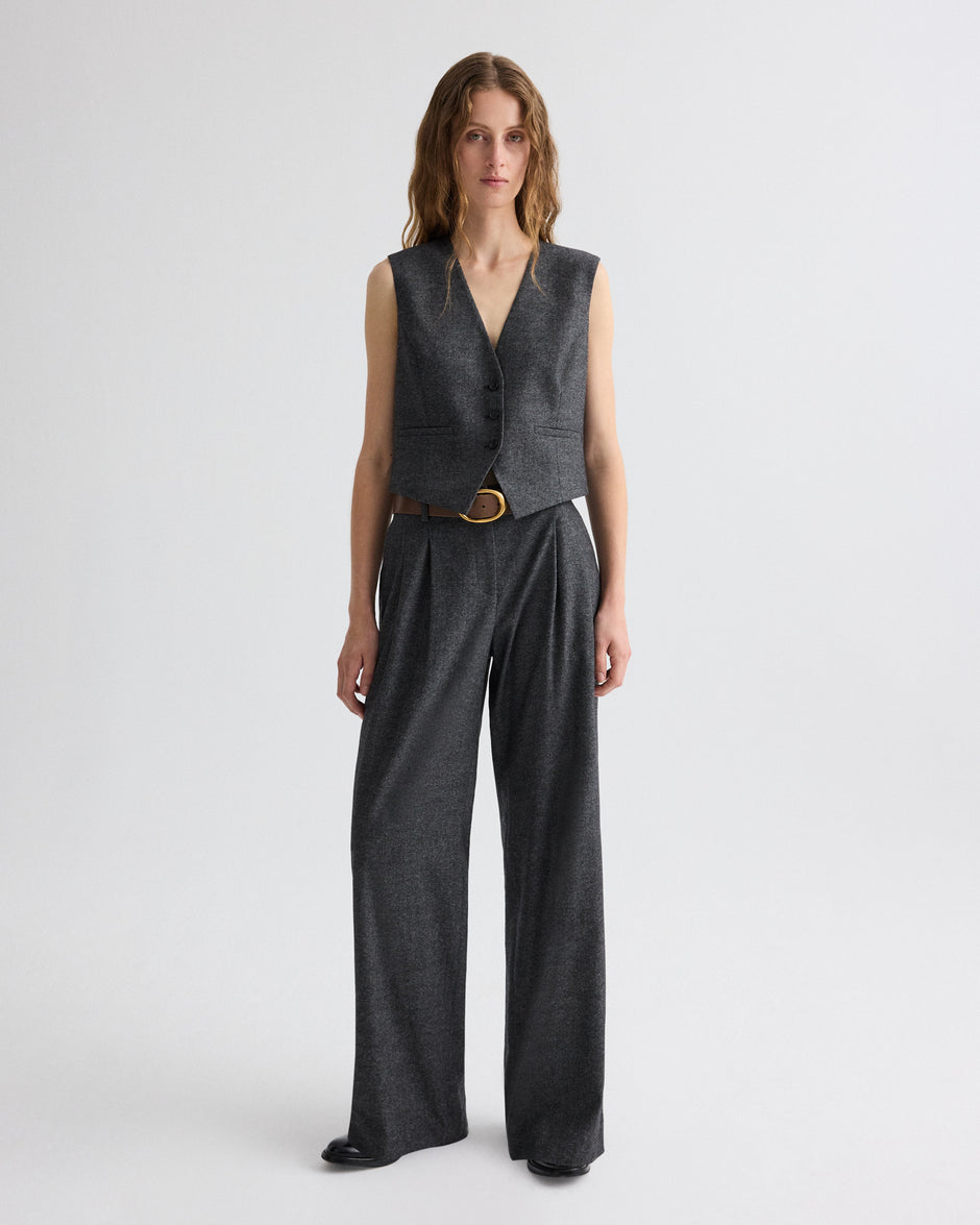 TWP Medium heather grey Sulli Pant in Fancy Wool Flannel view 3