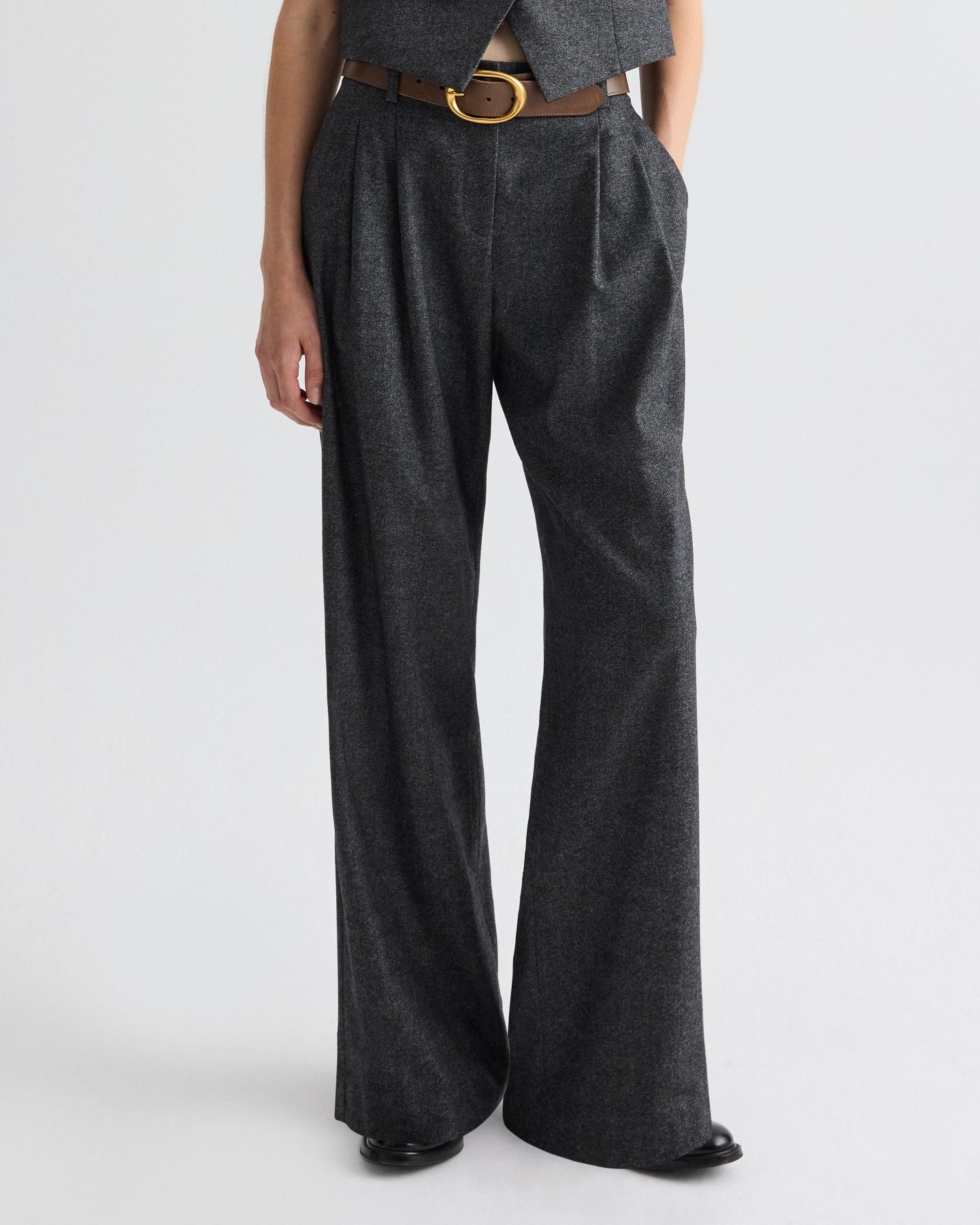 TWP Medium heather grey Sulli Pant in Fancy Wool Flannel view 1