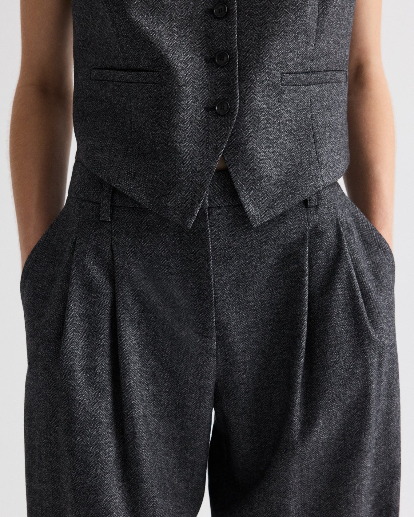 TWP Medium heather grey Sulli Pant in Fancy Wool Flannel view 2