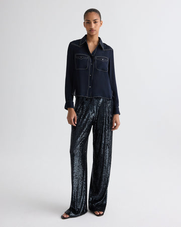 TWP Midnight Sulli Pant in Stripe Sequin Mesh view 2