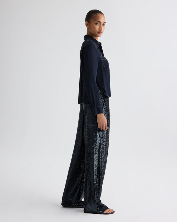 TWP Midnight Sulli Pant in Stripe Sequin Mesh view 4