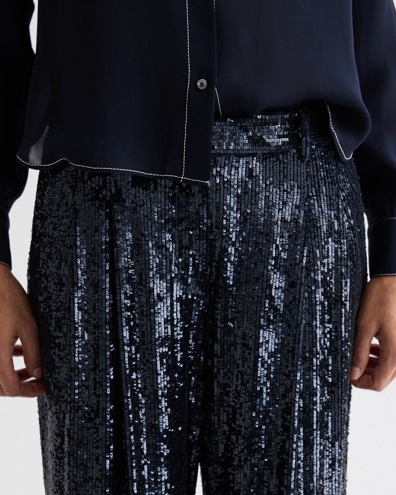 TWP Midnight Sulli Pant in Stripe Sequin Mesh view 3