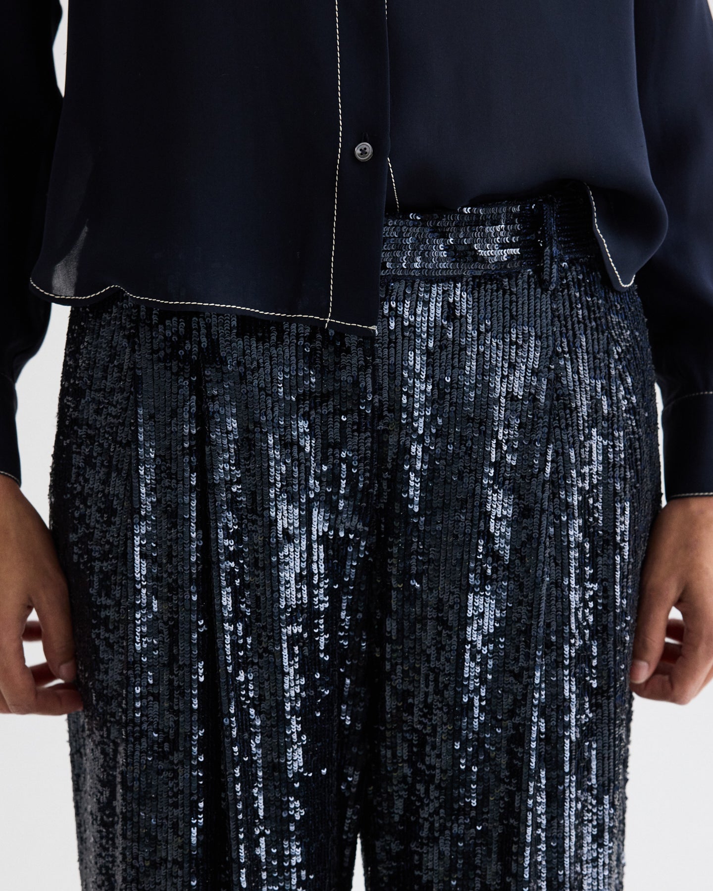 TWP Midnight Sulli Pant in Stripe Sequin Mesh view 3