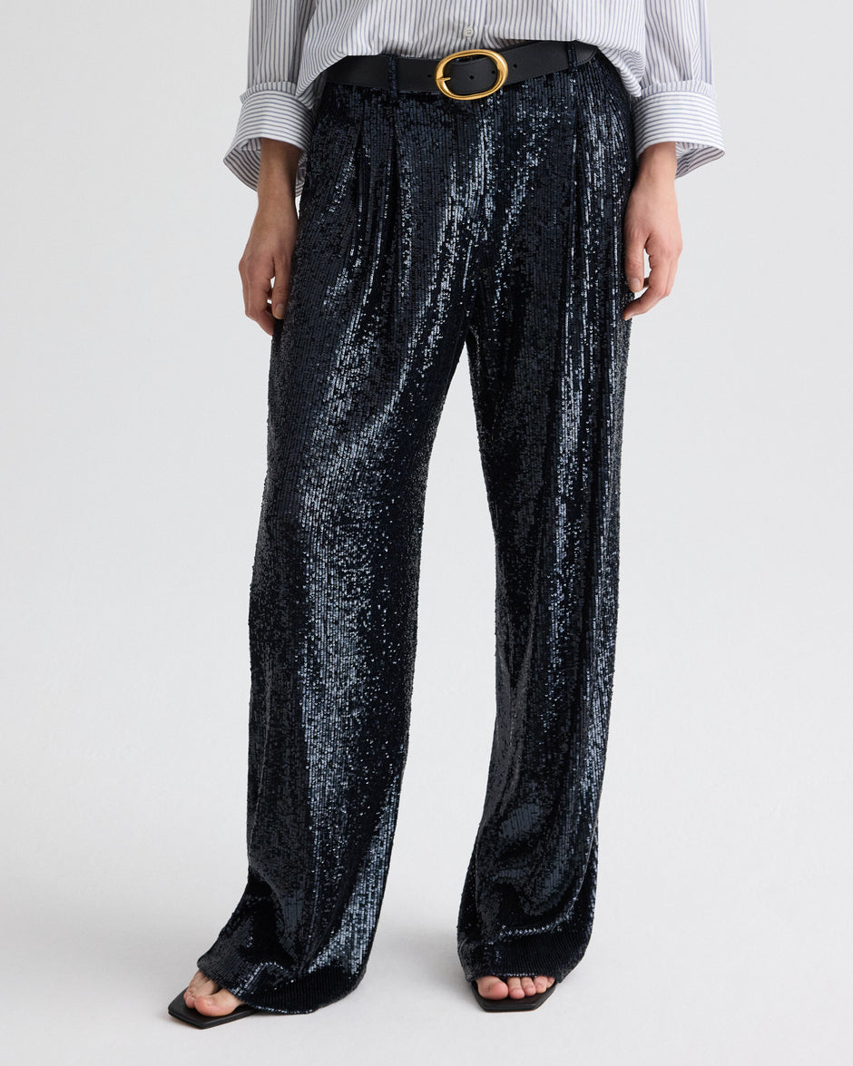 TWP Midnight Sulli Pant in Stripe Sequin Mesh view 5