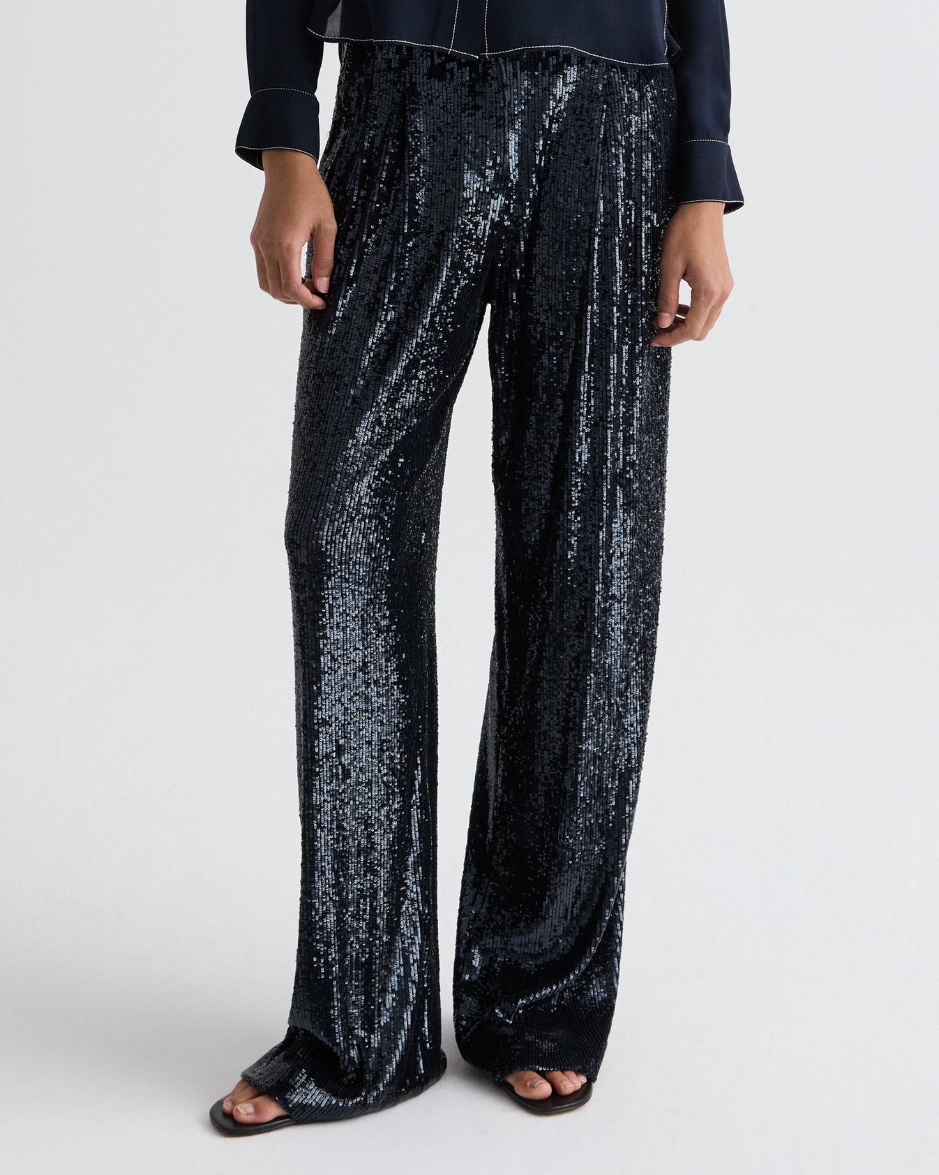TWP Midnight Sulli Pant in Stripe Sequin Mesh view 1