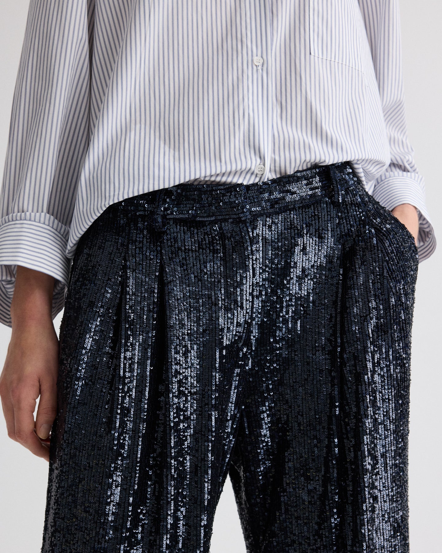 TWP Midnight Sulli Pant in Stripe Sequin Mesh view 7