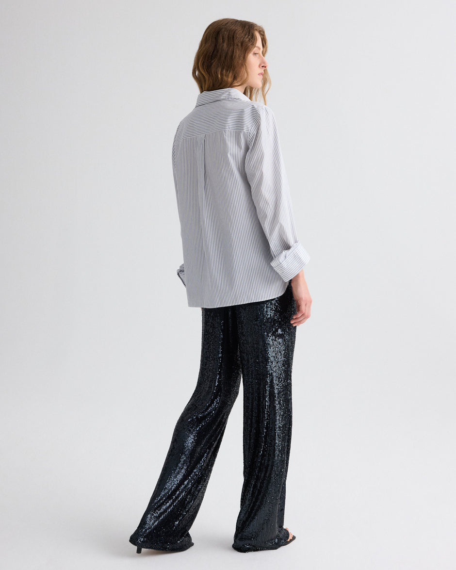 TWP Midnight Sulli Pant in Stripe Sequin Mesh view 6