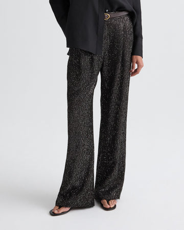 TWP Dark chocolate / silver Sulli Pant in Mini Sequin Netting view 2