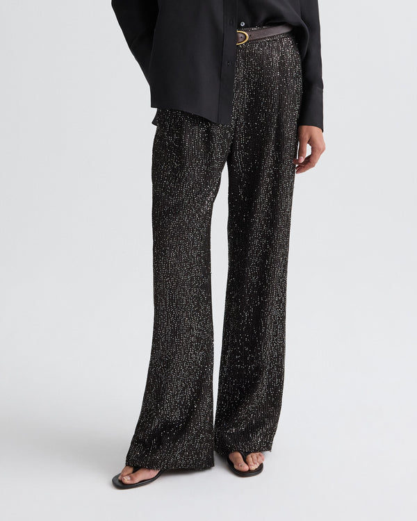 TWP Dark chocolate / silver Sulli Pant in Mini Sequin Netting view 2