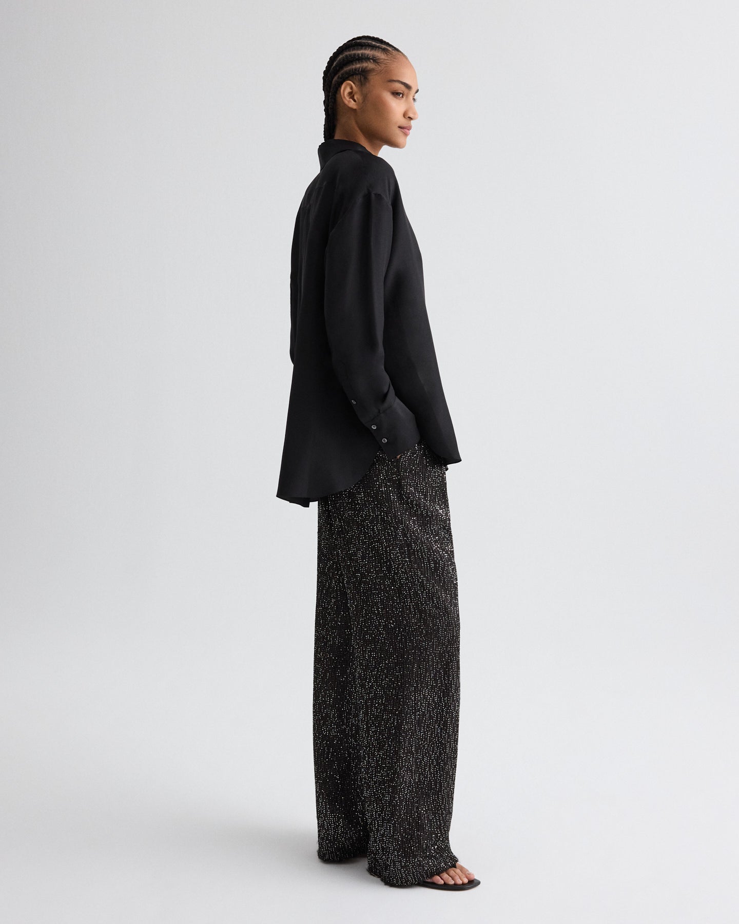 TWP Dark chocolate / silver Sulli Pant in Mini Sequin Netting view 4