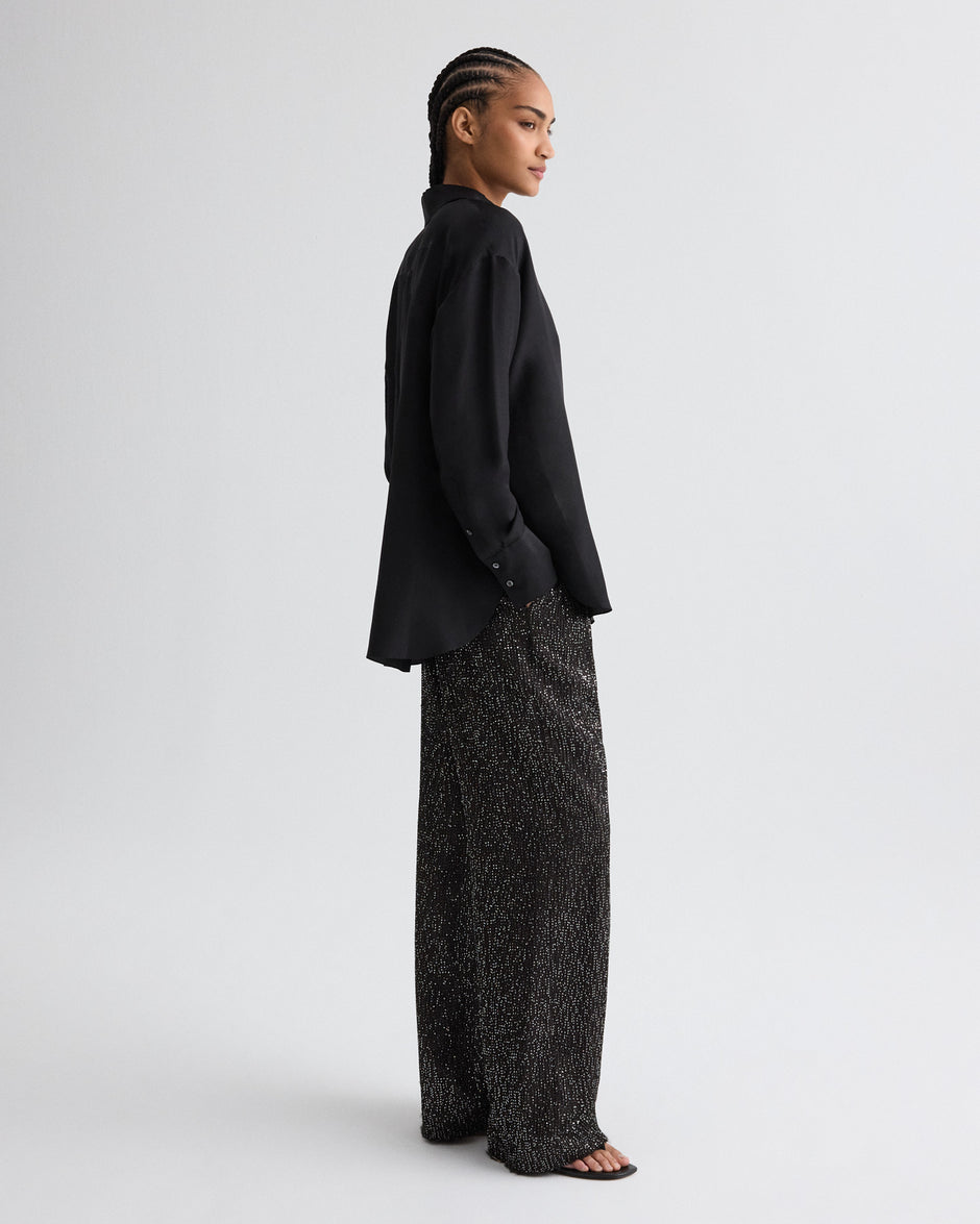 TWP Dark chocolate / silver Sulli Pant in Mini Sequin Netting view 4