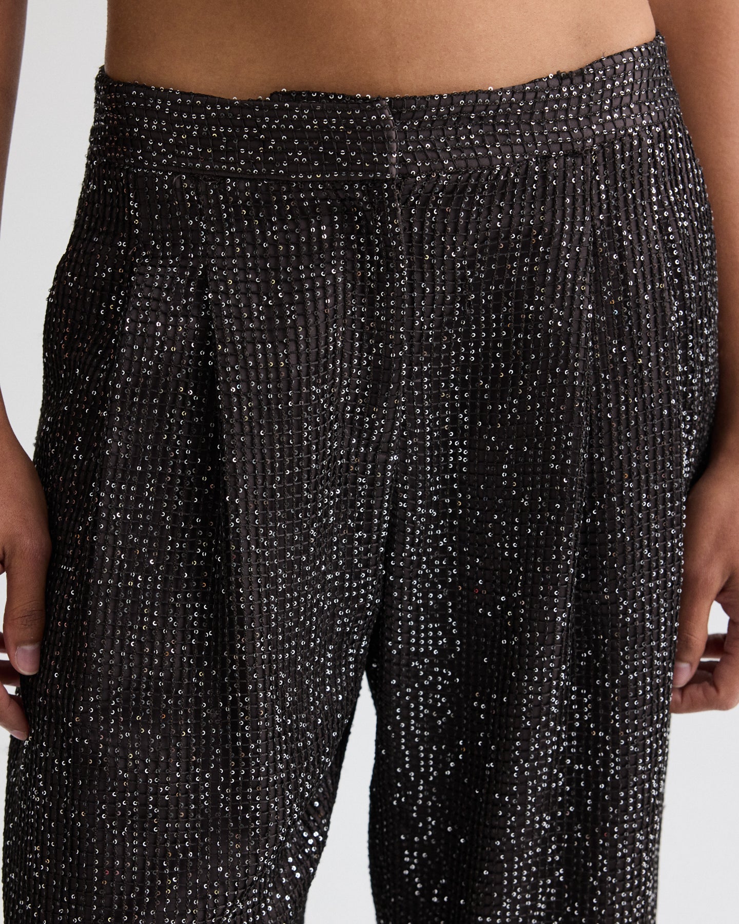 TWP Dark chocolate / silver Sulli Pant in Mini Sequin Netting view 3