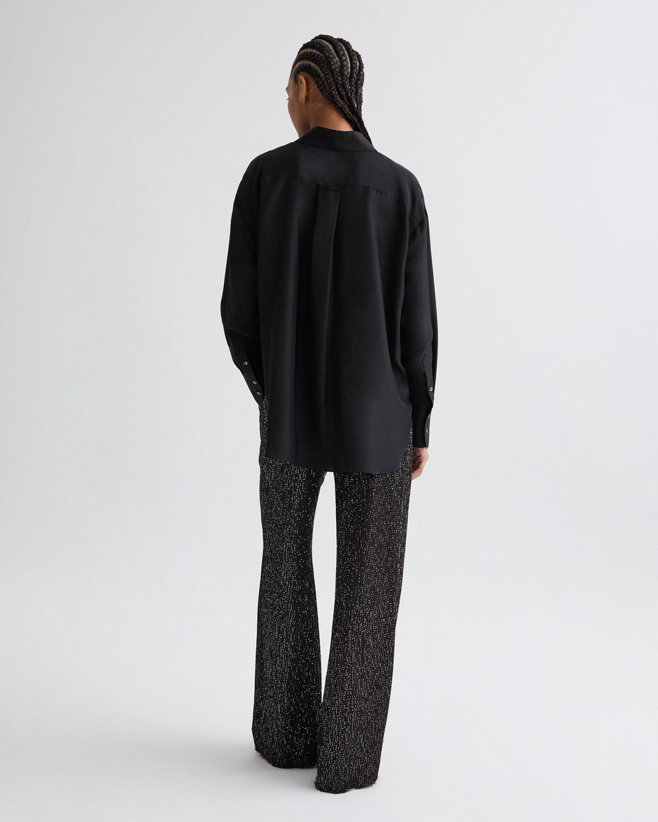 TWP Dark chocolate / silver Sulli Pant in Mini Sequin Netting view 5