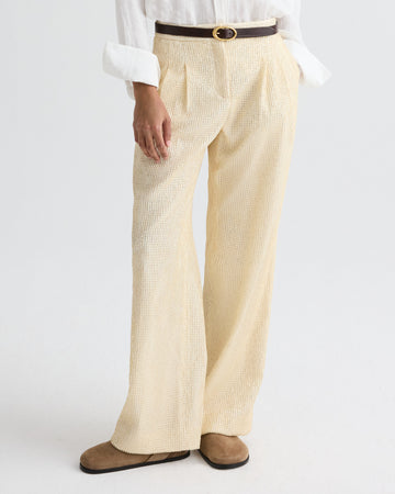 TWP Natural / gold Sulli Pant in Mini Sequin Netting view 2