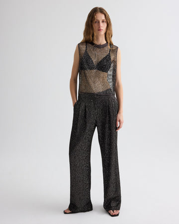 TWP Dark chocolate / silver Sulli Pant in Mini Sequin Netting view 6
