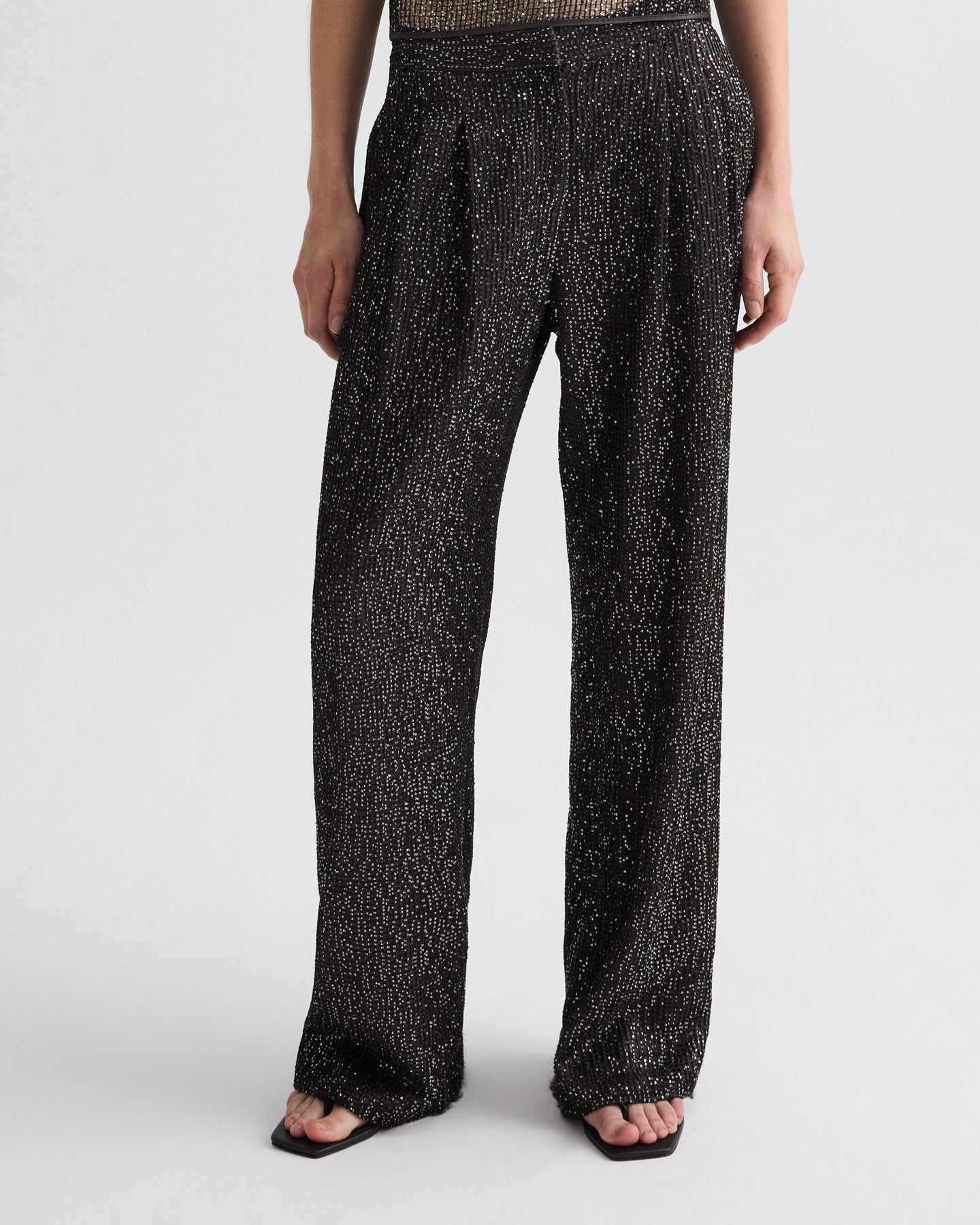 TWP Dark chocolate / silver Sulli Pant in Mini Sequin Netting view 7