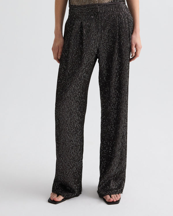 TWP Dark chocolate / silver Sulli Pant in Mini Sequin Netting view 7
