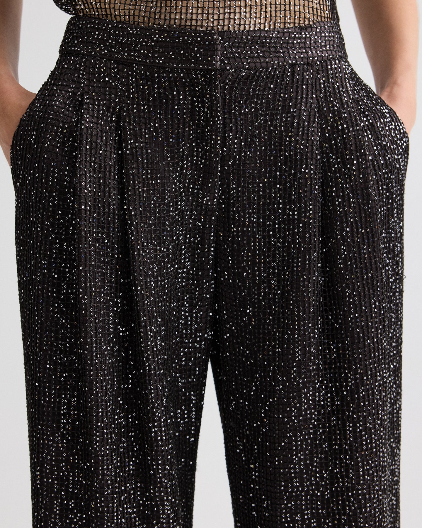 TWP Dark chocolate / silver Sulli Pant in Mini Sequin Netting view 9