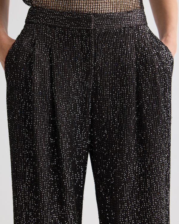TWP Dark chocolate / silver Sulli Pant in Mini Sequin Netting view 9