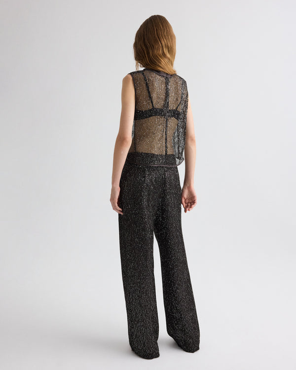 TWP Dark chocolate / silver Sulli Pant in Mini Sequin Netting view 10