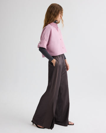 TWP Chocolate torte Taite Pant in Shiny Viscose Wool Satin view 1