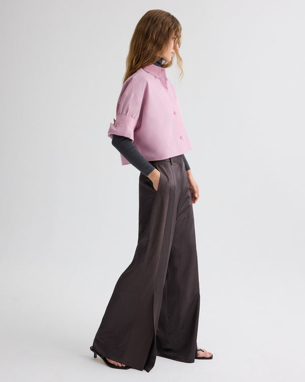 TWP Chocolate torte Taite Pant in Shiny Viscose Wool Satin view 6