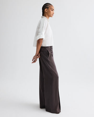 TWP Chocolate torte Taite Pant in Shiny Viscose Wool Satin view 4