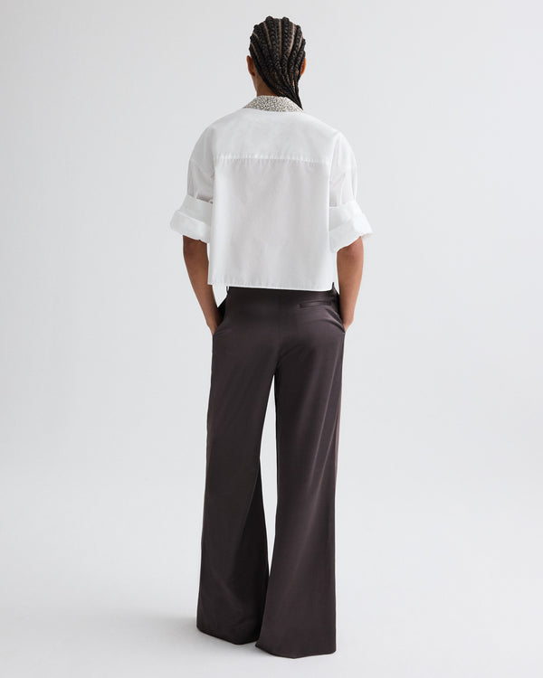 TWP Chocolate torte Taite Pant in Shiny Viscose Wool Satin view 5