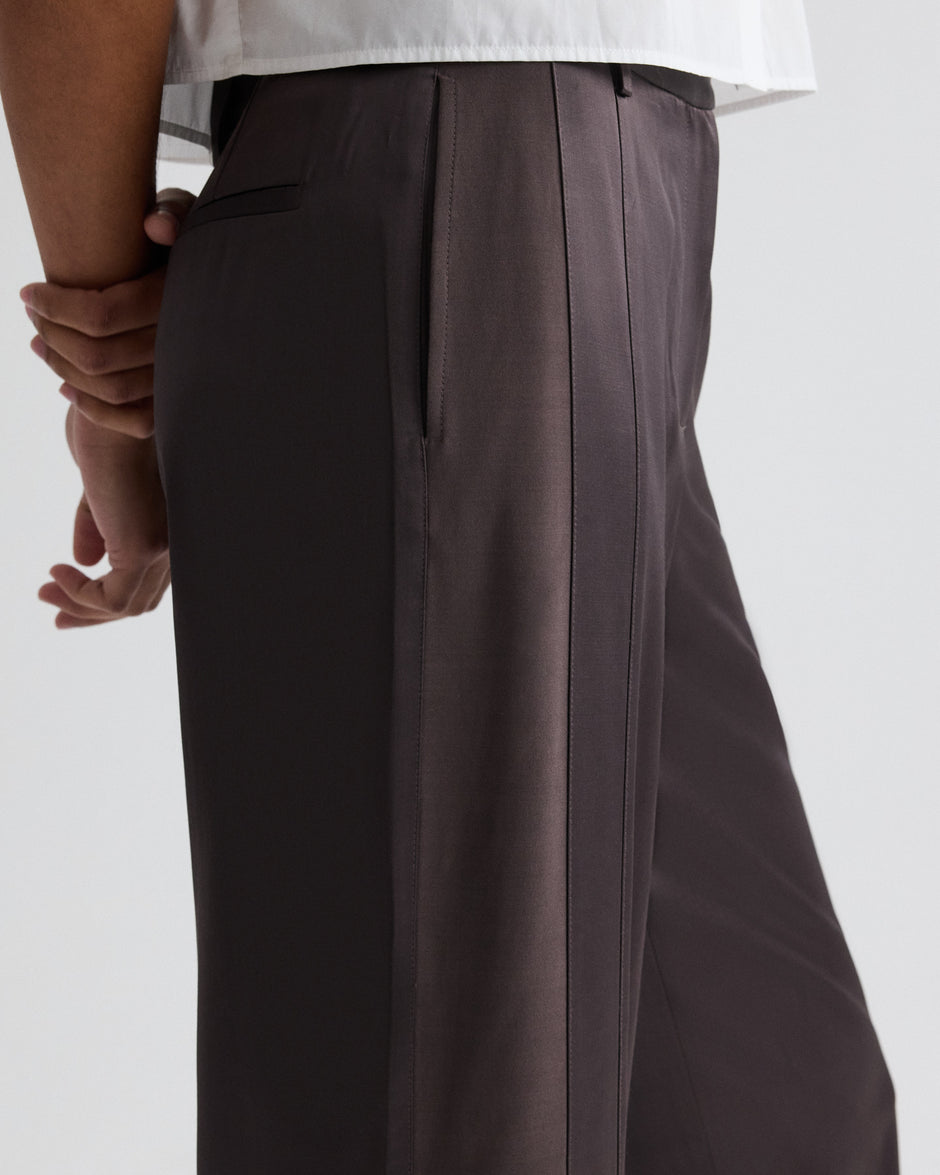 TWP Chocolate torte Taite Pant in Shiny Viscose Wool Satin view 3