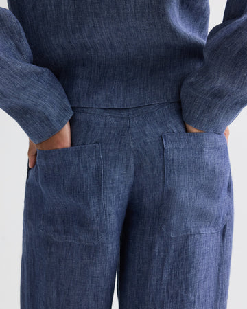 TWP Medium indigo Dylan Pant in Lightweight Washed Hemp Denim view 4