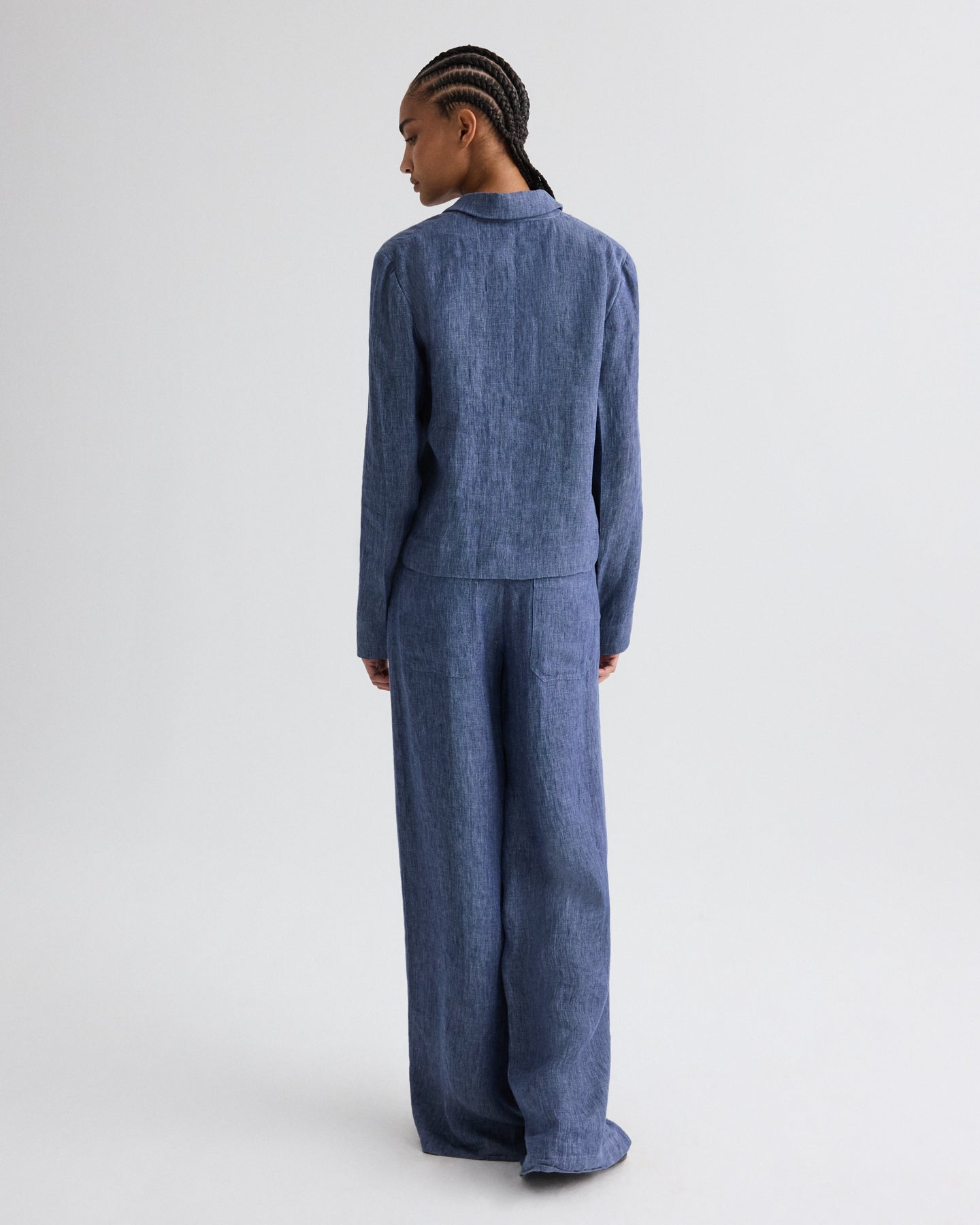 TWP Medium indigo Dylan Pant in Lightweight Washed Hemp Denim view 5