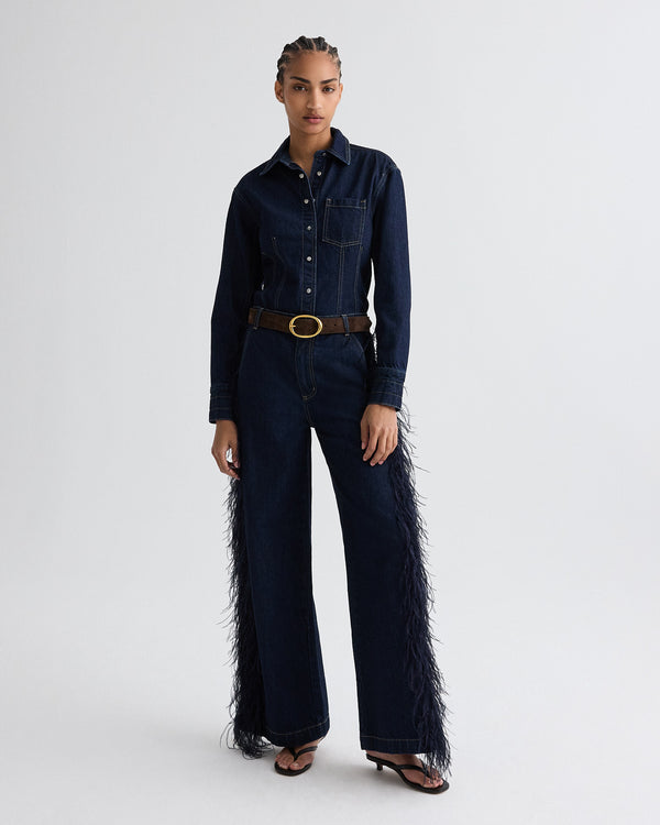 TWP Indigo resin Franny Top in Denim view 3