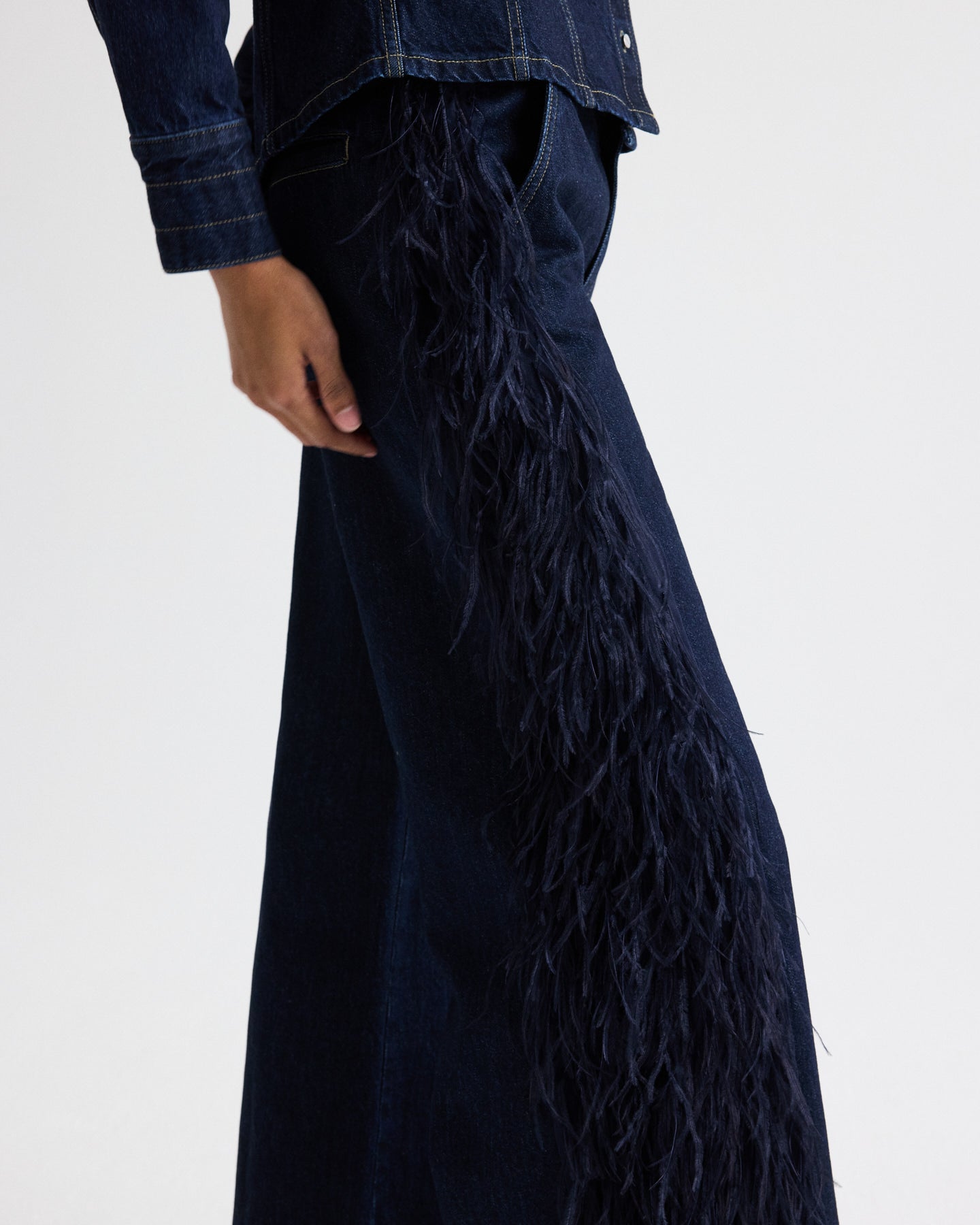 TWP Indigo resin Mott St. Jean with Feathers in Heavy Denim view 4